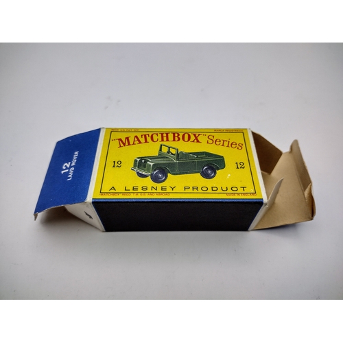 106 - Vintage Matchbox 12b Land Rover Series 2 - Black Plastic Wheels Type 3 Box