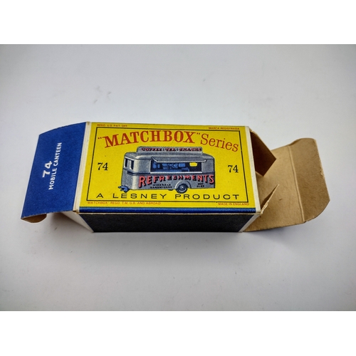 107 - Vintage Matchbox 74a Mobile Refreshments Bar - Silver Body, Lt Blue Base, Black Plas. Wheels with op... 