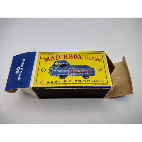 108 - Vintage Matchbox 60a Morris J2 PickUp Builders Supply Company - Black Wheels, with Rear Window. Type... 