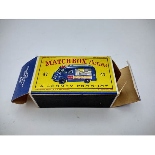 114 - Vintage Matchbox 47b Commer Ice Cream Van - Lyons Maid, Black Plastic Wheels. Type 3 Box