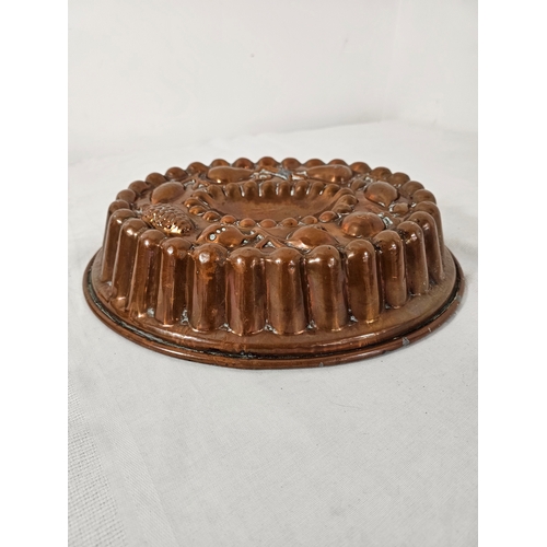 93 - Large French Copper Tin Lined Jelly Cake Mould