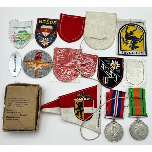 124 - Misc Lot of Cloth Patches & Two WWII Service Medals