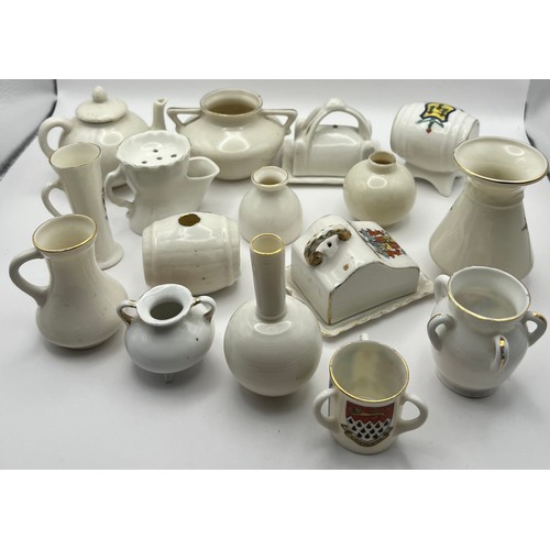 120 - C1-5-57 Selection of 16 Crestedware Crested China Items to include WH Goss, A&S Arcadian, Gemma, Imp... 