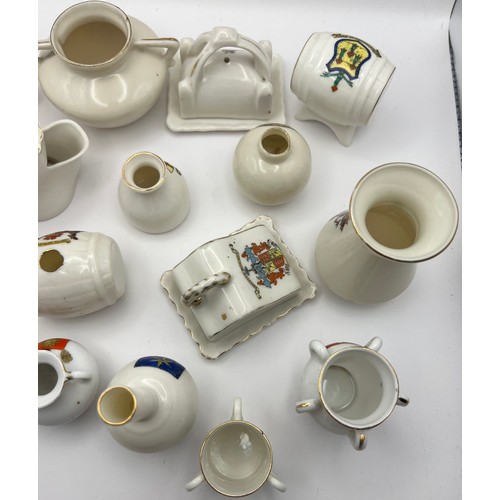 120 - C1-5-57 Selection of 16 Crestedware Crested China Items to include WH Goss, A&S Arcadian, Gemma, Imp... 