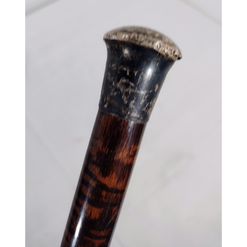 127 - 2x Walking Stick / Canes - Brass Duck Head Topped & Carved (possibly Sandalwood) and a Silver Metal ... 