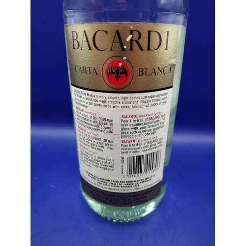 132 - Vintage Classic 1980s Bacardi Carta Blanca Superior Rum Bottle (1 Litre, 40% Vol)