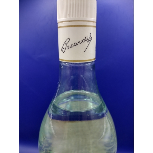 132 - Vintage Classic 1980s Bacardi Carta Blanca Superior Rum Bottle (1 Litre, 40% Vol)