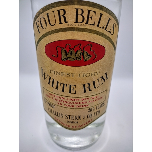 152 - Vintage C. 1950s Four Bells Finest Light White Rum 26 2/3 FL. Ozs