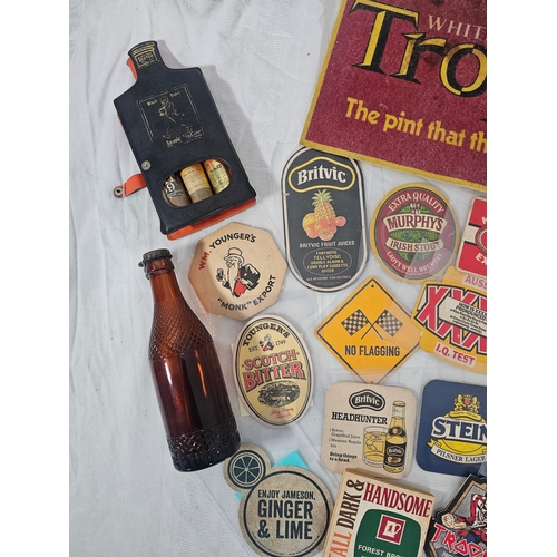 150 - Breweriana Assortment of Beer Mats, Bottle Openers, Drinks Tray