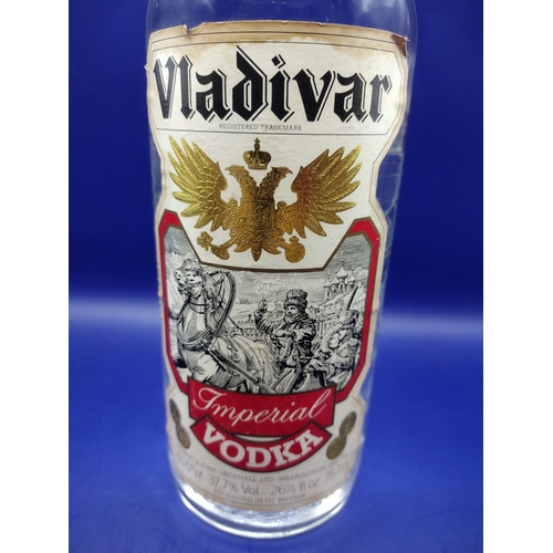 156 - Vintage Vladivar Imperial Vodka Bottle, 75cl, 37.7% ABV, Circa 1980s, Warrington Distilled by John G... 