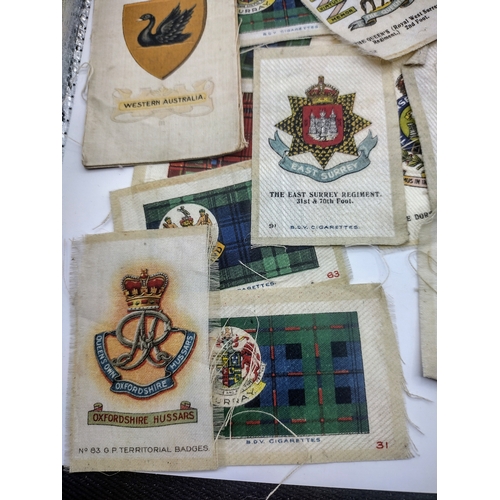 172 - B.D.V. and Wills Cigarette Silks Featuring Military and Regimental Badges, Including British and Col... 