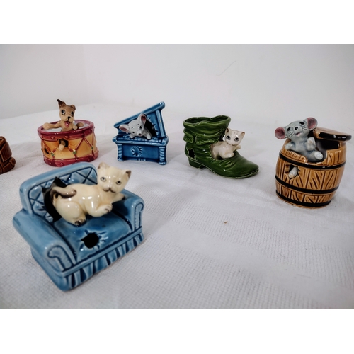 2 - Collection of 10 Napco Ceramic Toothpick Holders Made in Japan, Featuring Playful Animal Designs, In... 