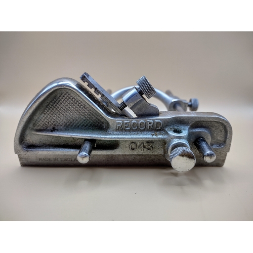 6 - Vintage Record 043 Nickel-Plated Plough Plane with Original Box and Tungsten Steel Cutters, Likely 1... 