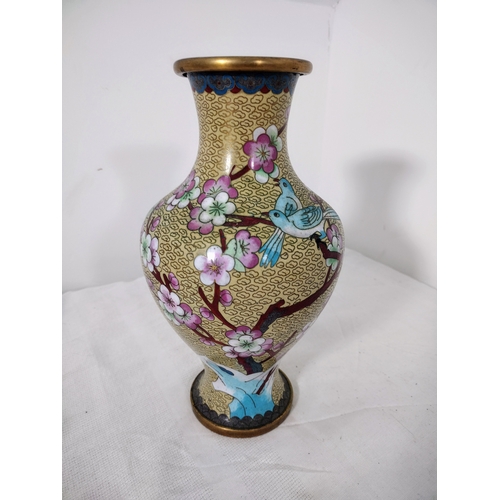 12 - Mid-20th Century Chinese Cloisonné Collection Featuring Two Vases With Chrysanthemum And Plum Blosso... 