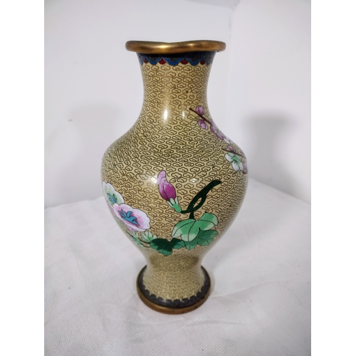 12 - Mid-20th Century Chinese Cloisonné Collection Featuring Two Vases With Chrysanthemum And Plum Blosso... 