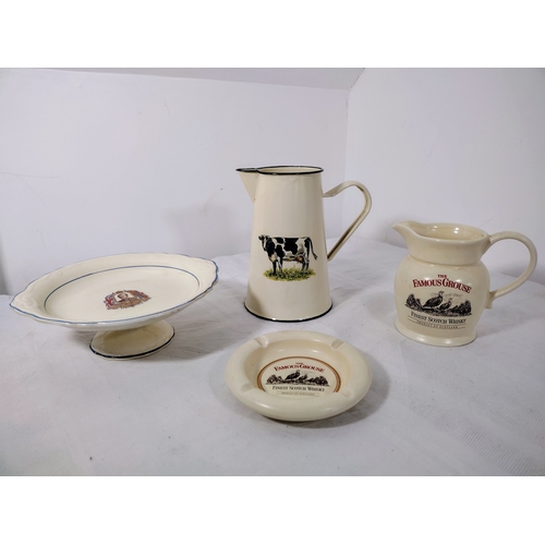 27 - Mixed Collection of Enamelware Pitcher, Edward VIII Coronation Cake Stand, Famous Grouse Ashtray and... 