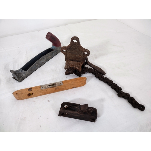 22 - Collection of Vintage Tools Including a C.M. Bingham No. 102 Pipe Cutter, Surform Rasp, Spirit Level... 