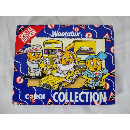 24 - Special Edition Weetabix Corgi Collection Set Featuring 1989 Double-Decker Bus, Delivery Truck, and ... 