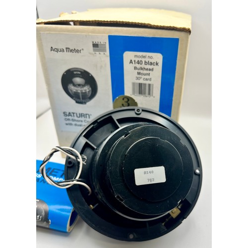 33 - Unused Boxed Offshore Compass Saturn A140 Black by Aqua Meter.  Bulkhead Mount 30 Degree Dual Read C... 