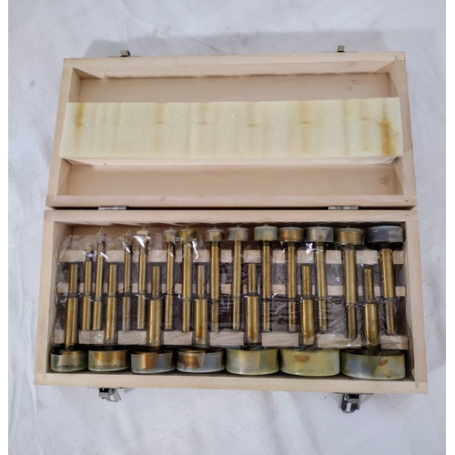 36 - Complete Forstner Bit Set in Wooden Case, Multiple Sizes for Precision Woodworking