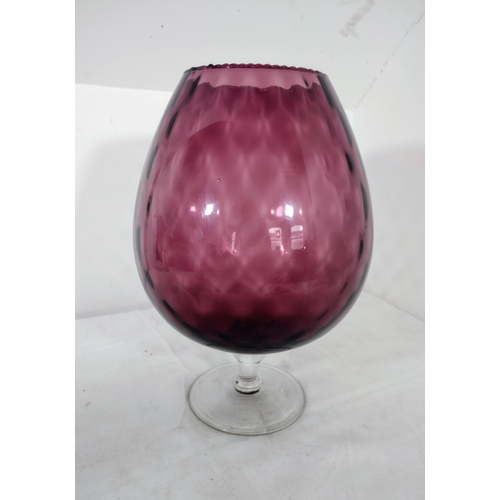 42 - Large 15-Inch Italian Glass Vase in Amethyst with Textured Goblet Form, Possibly Empoli, Circa late ... 