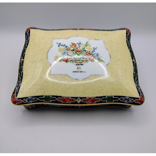 55 - 1997 Wedgwood Bone China Harlequin Jewel Box Featuring Floral And Geometric Designs With Original Pl... 