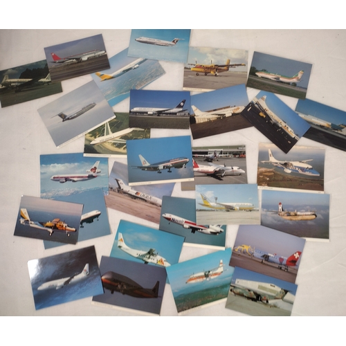 52 - Collection of Vintage Airline Postcards Featuring Iconic Aircraft from International Carriers, Inclu... 