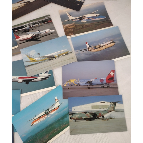 52 - Collection of Vintage Airline Postcards Featuring Iconic Aircraft from International Carriers, Inclu... 