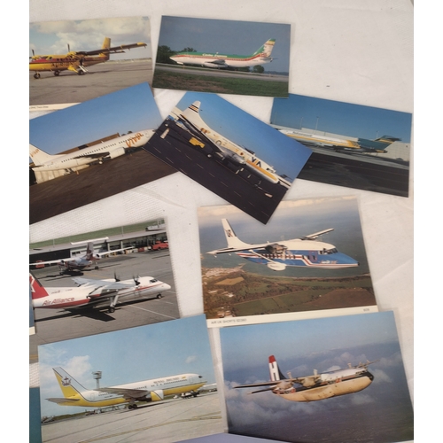 52 - Collection of Vintage Airline Postcards Featuring Iconic Aircraft from International Carriers, Inclu... 