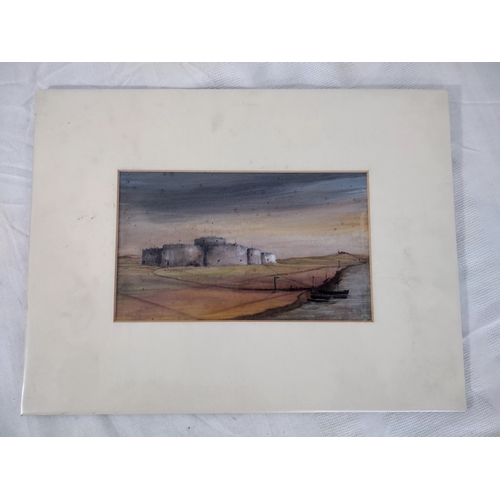 62 - Watercolour Landscape by Manfred Page, Signed and Dated 1956, Depicting Camber Castle, Rye, East Sus... 