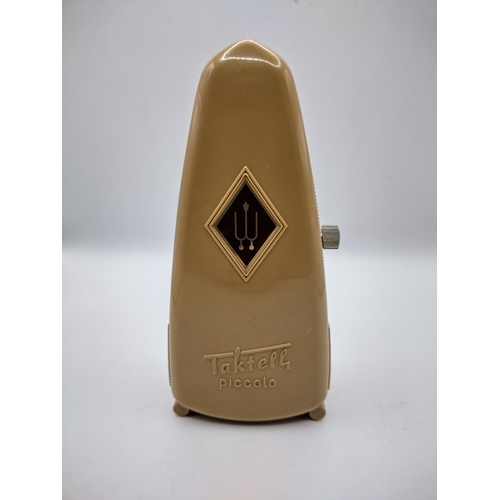 66 - Vintage Wittner Taktell Piccolo Metronome, Circa 1965, In Unusual Beige Casing With Original Wind-up... 