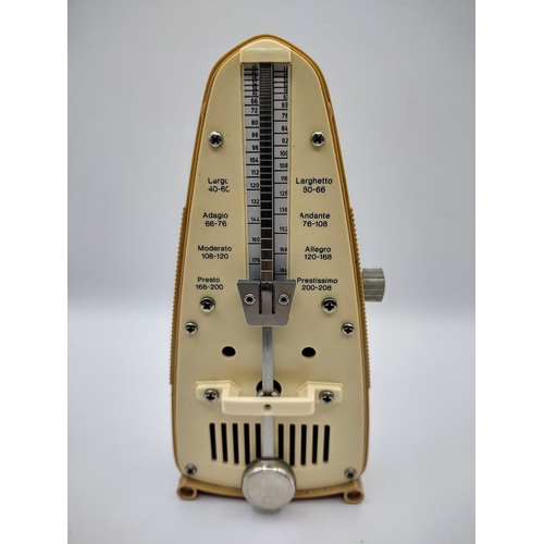 66 - Vintage Wittner Taktell Piccolo Metronome, Circa 1965, In Unusual Beige Casing With Original Wind-up... 