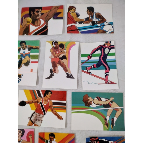 115 - Set of 1983 U.S. Postal Service Olympic Postcards Featuring Bob Peak Artwork for 1984 Summer Games