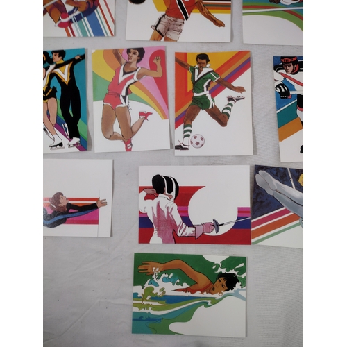 115 - Set of 1983 U.S. Postal Service Olympic Postcards Featuring Bob Peak Artwork for 1984 Summer Games