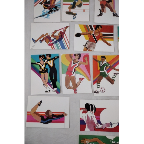 115 - Set of 1983 U.S. Postal Service Olympic Postcards Featuring Bob Peak Artwork for 1984 Summer Games