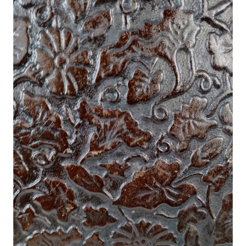 200 - Late 19th Century Wrought Iron Fire Screen with Embossed Floral Design, Circa 1880-1910, Arts and Cr... 