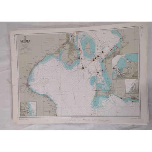 218 - Collection of Dutch and Danish Navigational Charts Featuring Noordzee, Waddenzee, Kattegat, and Balt... 