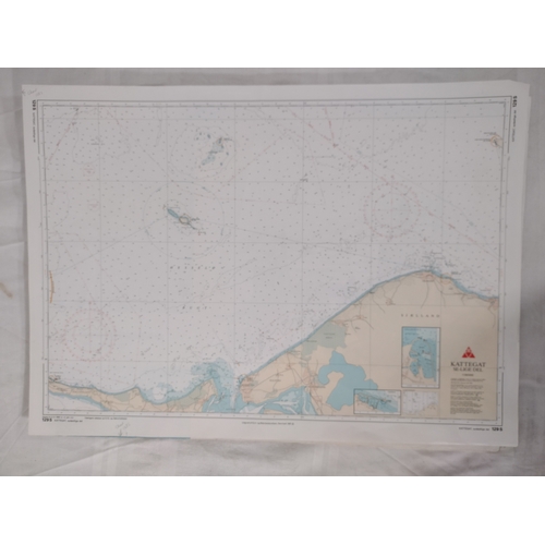 218 - Collection of Dutch and Danish Navigational Charts Featuring Noordzee, Waddenzee, Kattegat, and Balt... 