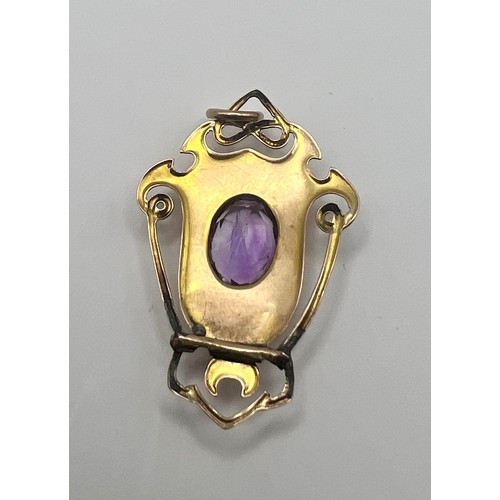 4 - Antique Art Nouveau 9ct Gold and Amethyst Pendant Hallmarked Birmingham 1905 (as seen). Total Weight... 