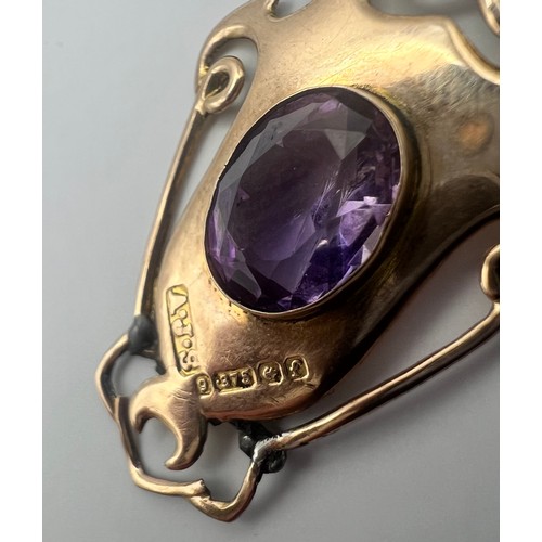 4 - Antique Art Nouveau 9ct Gold and Amethyst Pendant Hallmarked Birmingham 1905 (as seen). Total Weight... 