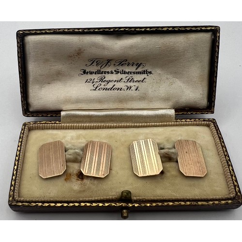 15 - Boxed Almost Antique Pair 9ct 375 Gold Cufflinks by G H Johnstone & Co Hallmarked 1925 4g Approx