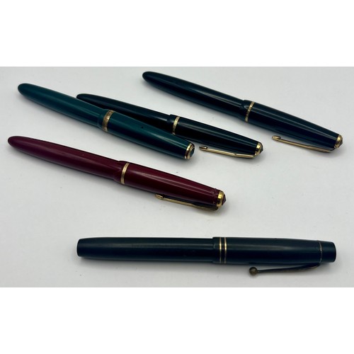 24 - Selection of 5 Vintage Gold Nibbed Fountain Pens to include Parker Slimfold with 585 14k Nib 5, The ... 