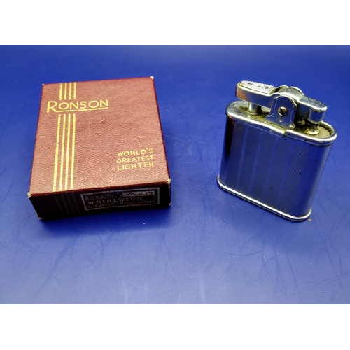 37 - Vintage Ronson Lighter Set: 1950s Whirlwind and Late 1950s Varaflame Models, Original Boxes