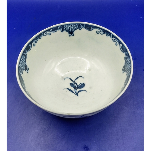 41 - First Period Worcester Blue and White Porcelain Bowl 