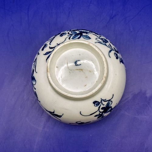 41 - First Period Worcester Blue and White Porcelain Bowl 