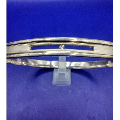 47 - Silver Hallmarked Bracelet by Historical Originals, Edinburgh 2001, Featuring a Small Diamond Accent... 