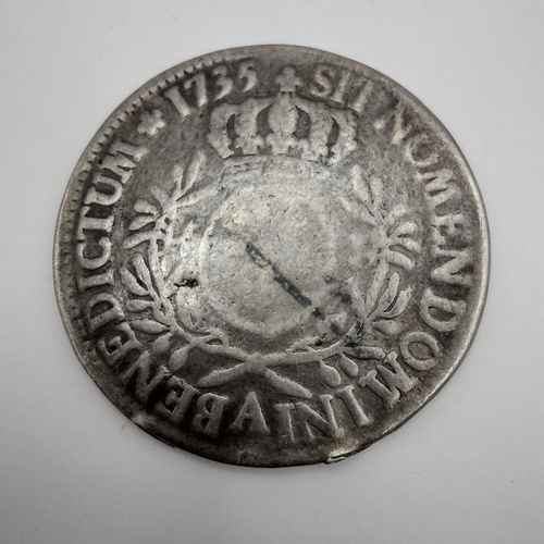 52 - 1735 French Silver Ecu of Louis XV, Full Weight at 27.3 Grams