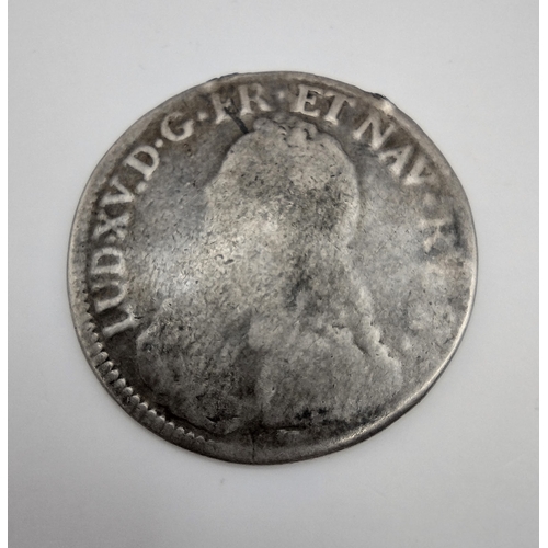 52 - 1735 French Silver Ecu of Louis XV, Full Weight at 27.3 Grams