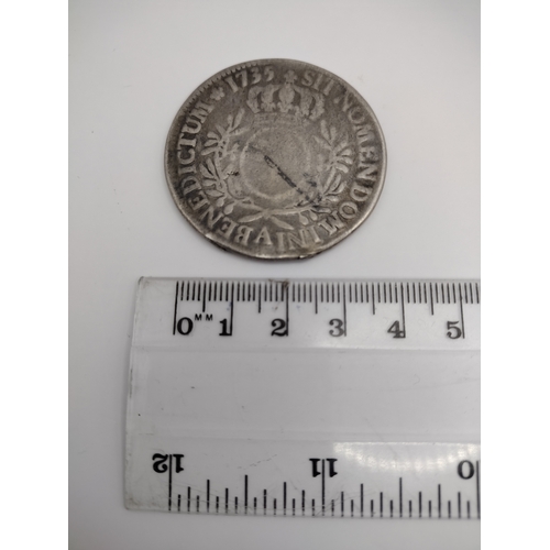 52 - 1735 French Silver Ecu of Louis XV, Full Weight at 27.3 Grams