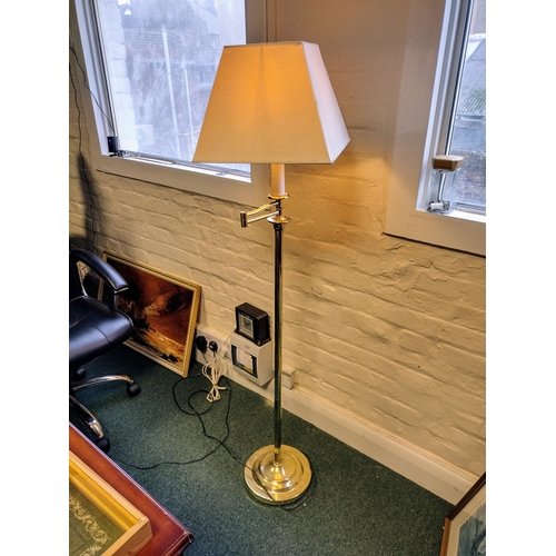 54 - Vintage Brass Floor Lamp with Swing Arm by Micromark, Model MM6848, Featuring Classic Design and Cre... 